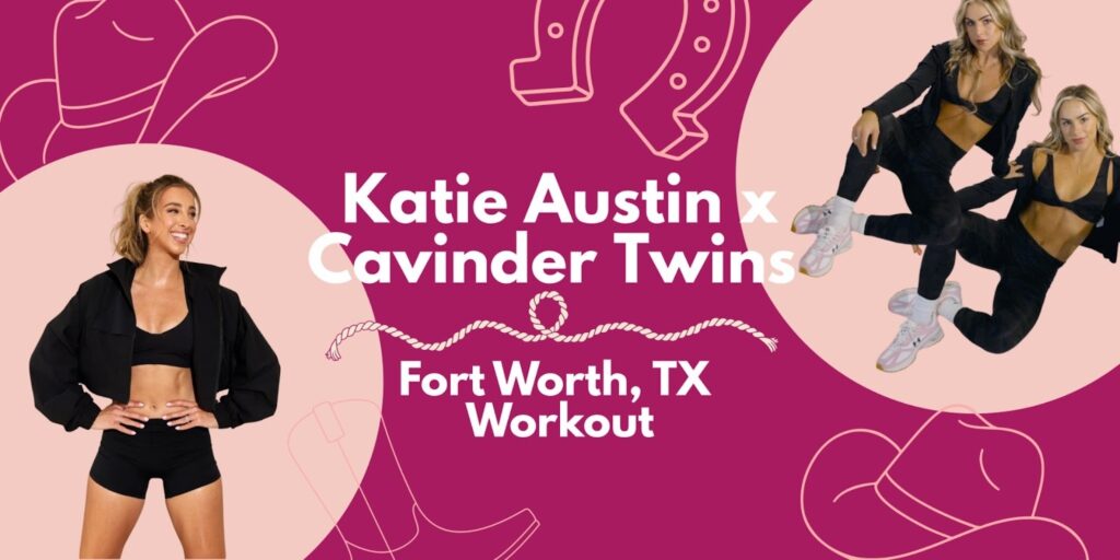 On Tuesday, April 14, Katie Austin and college basketball players-turned influencers Haley and Hanna Cavinder will lead a 45-minute, full-body workout at the Cullen Yards. (Courtesy)