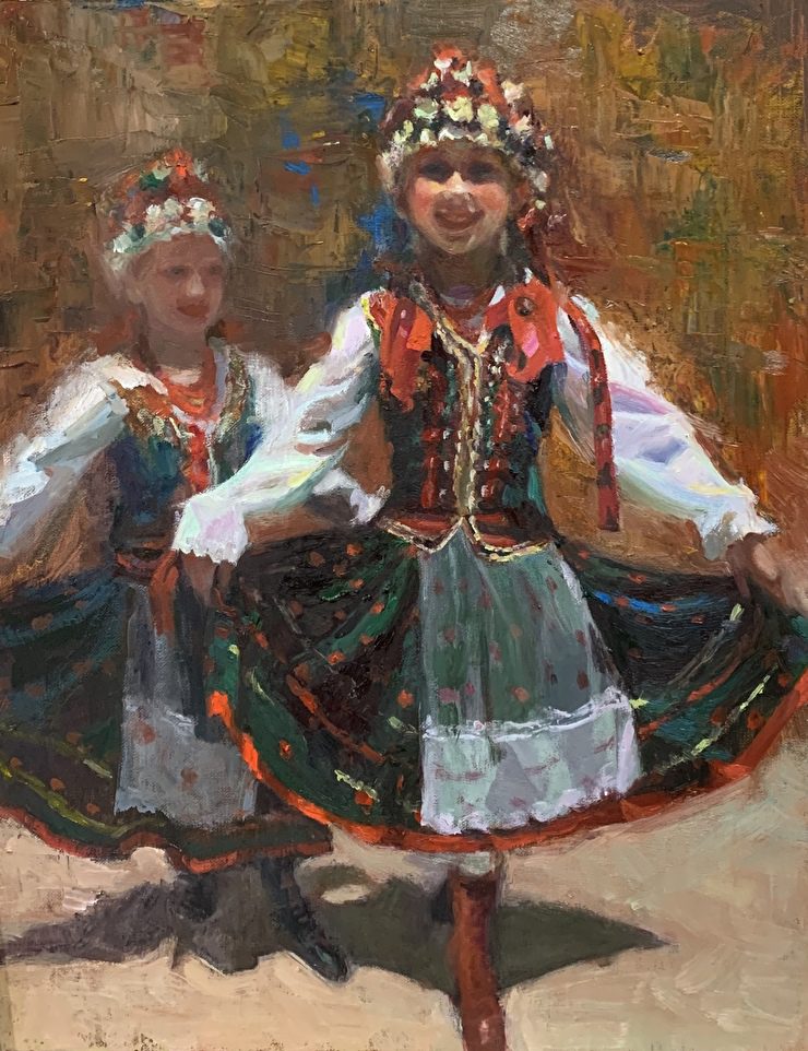 Jing Zhao’s oil painting "Take a Bow" brings warmth and movement to the canvas through expressive brushwork and layered color. (Photo courtesy Jing Zhao)