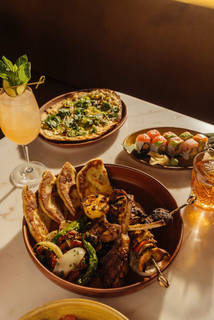 Truffle filet, chicken souvlaki, lamb chops, and more make up the Théa menu. (Courtesy)