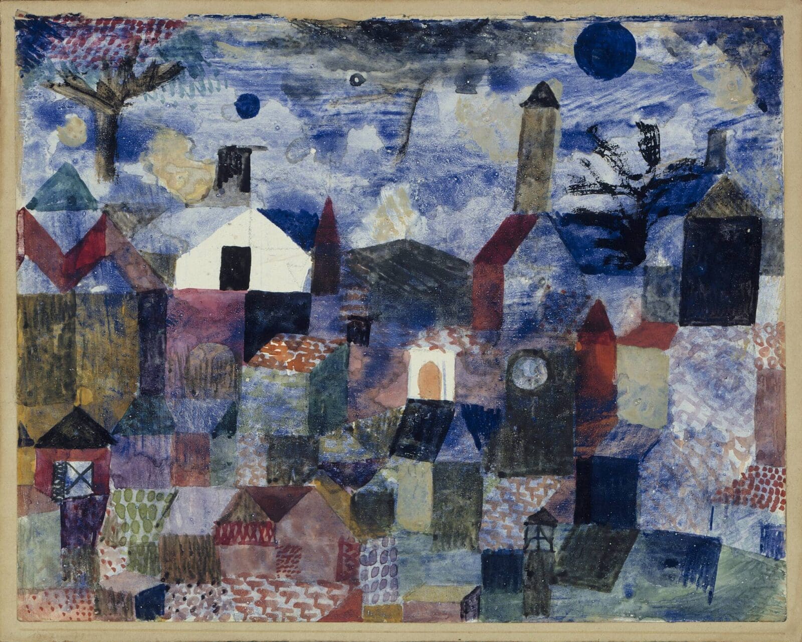 Paul Klee, “Landscape in Blue,” 1917, watercolor, graphite, pen and ink on primed paper on paperboard, private collection. Image courtesy MFAH.