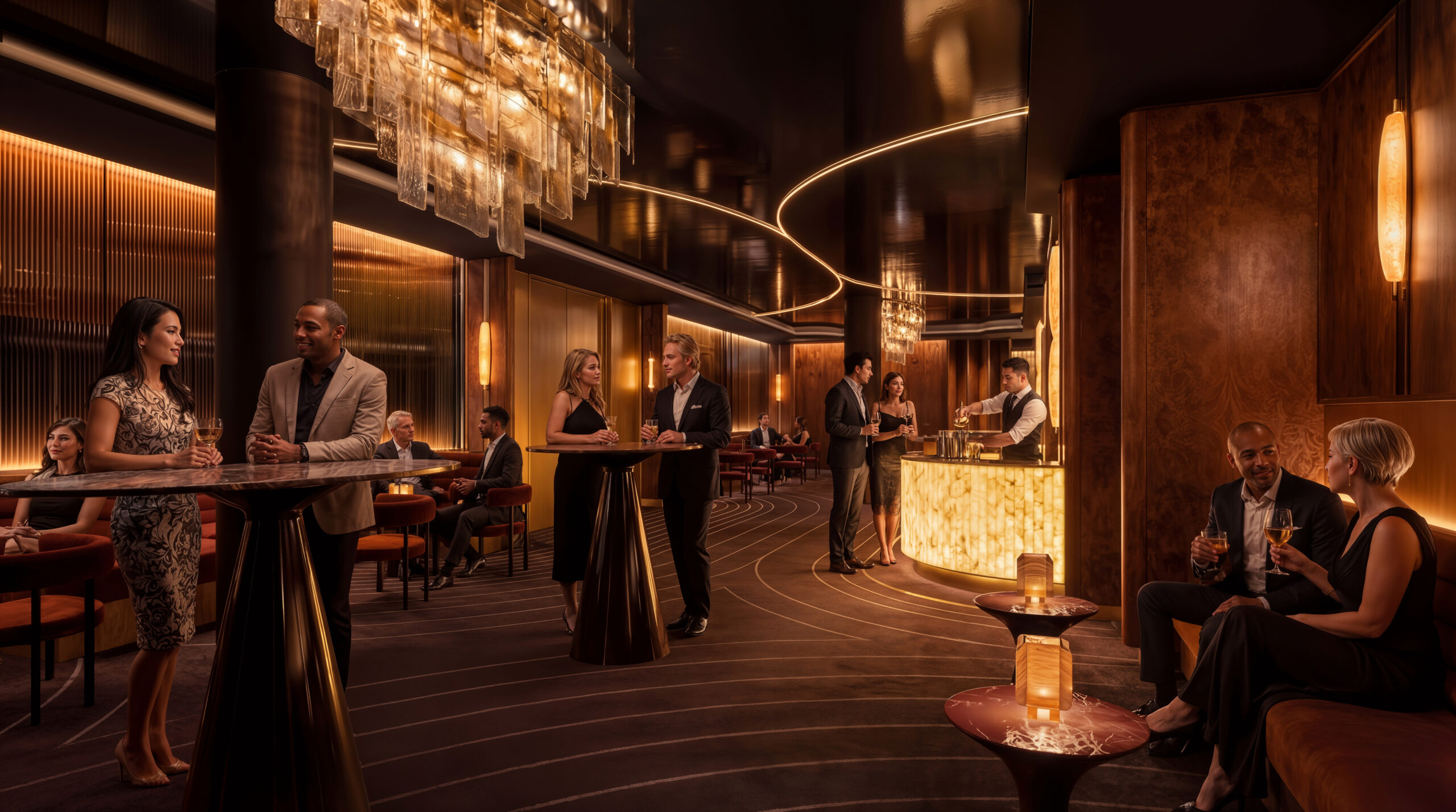 Rendering of New Hospitality Lounge, The Kades Club; Rendering Credit The Hobby Center