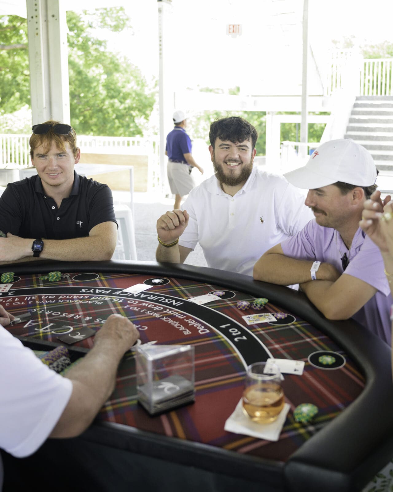 Guests enjoy the hospitality offerings inside the Choctaw Club during tournament week. (Photo by Walt Burns)