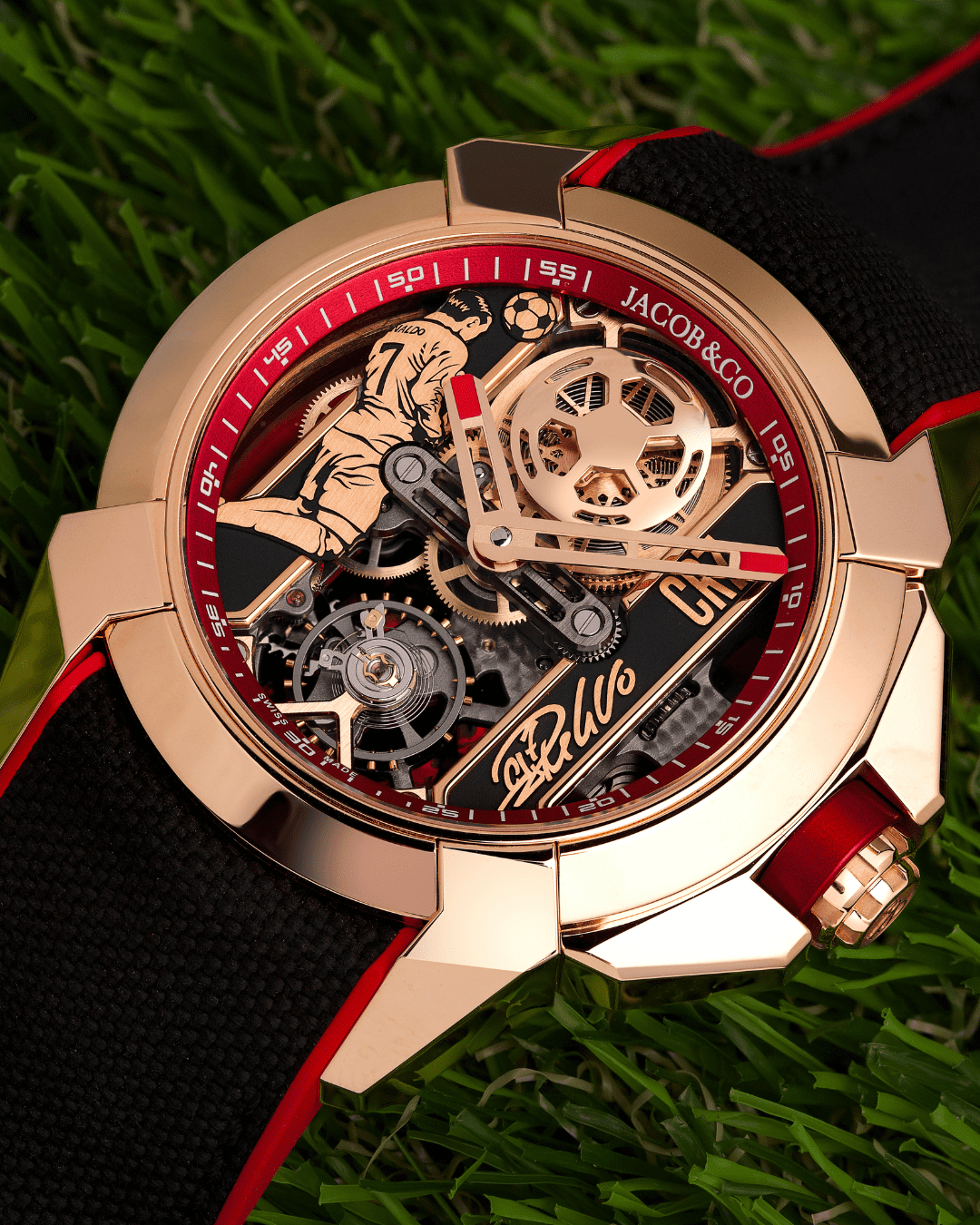 The Jacob & Co. Epic X CR7 Flight of CR7 Watch Pays Homage to Cristiano Ronaldo and the World Cup in Houston
