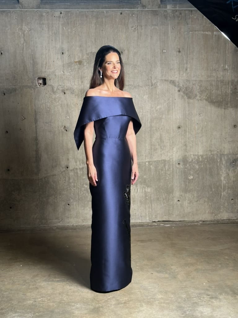 Second time Best Dressed honoree Ann Ayre chose a gown by Erdem for the photo shoot at Contemporary Arts Museum, Houston. 