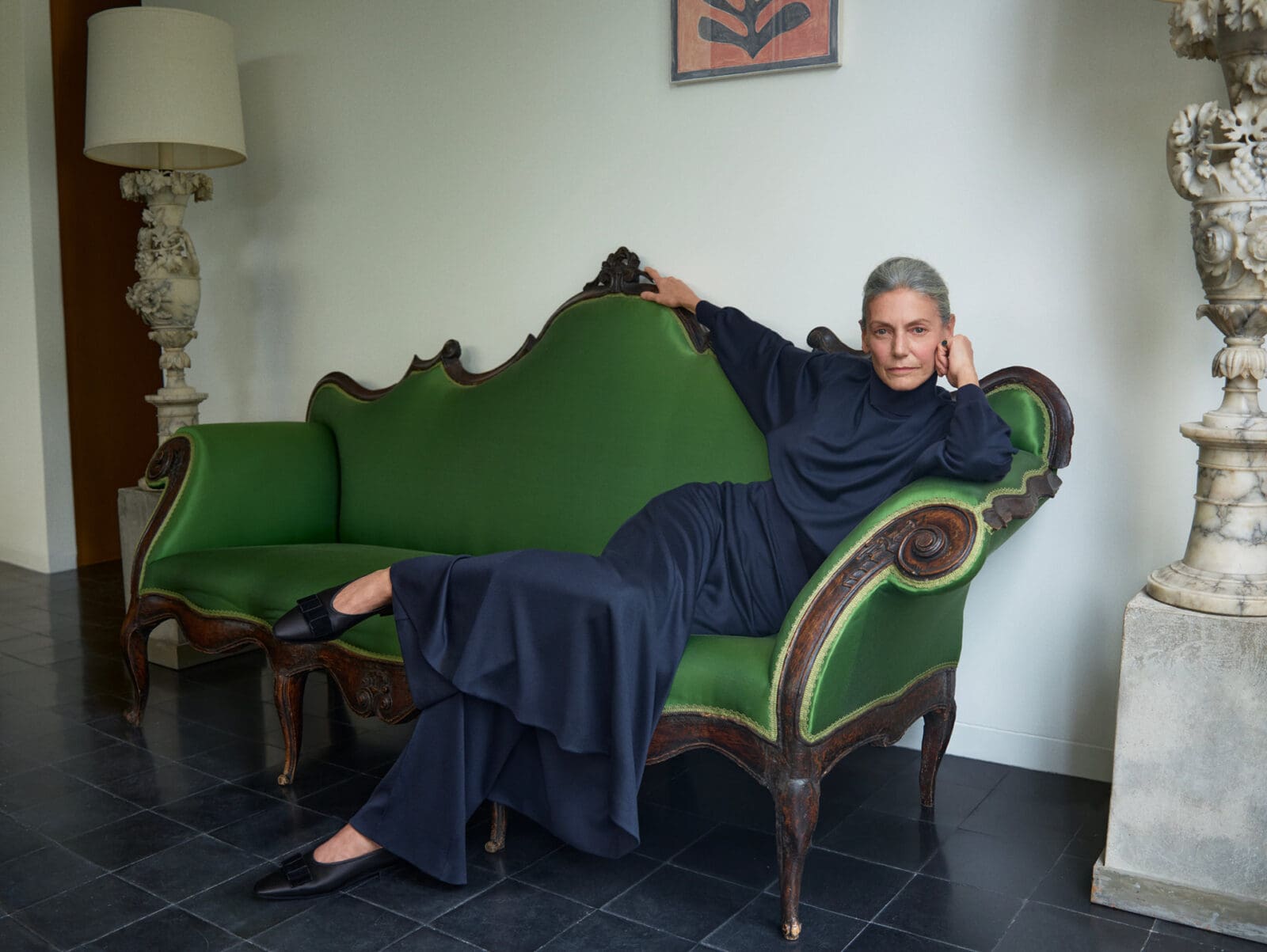 Sigrid de L'Epine in an image Loro Piana's Fall/Winter 2026-2027 advertising campaign, shot by photographer Mario Sorrenti, pay homage to visionaries John and Dominique de Menil, whose steadfast commitment to art as a way of life indelibly shaped Houston's cultural landscape. (Courtesy of Loro Piana; Location Credit: the de Menil Houston, Houston, Texas; Photo by Mario Sorrenti)