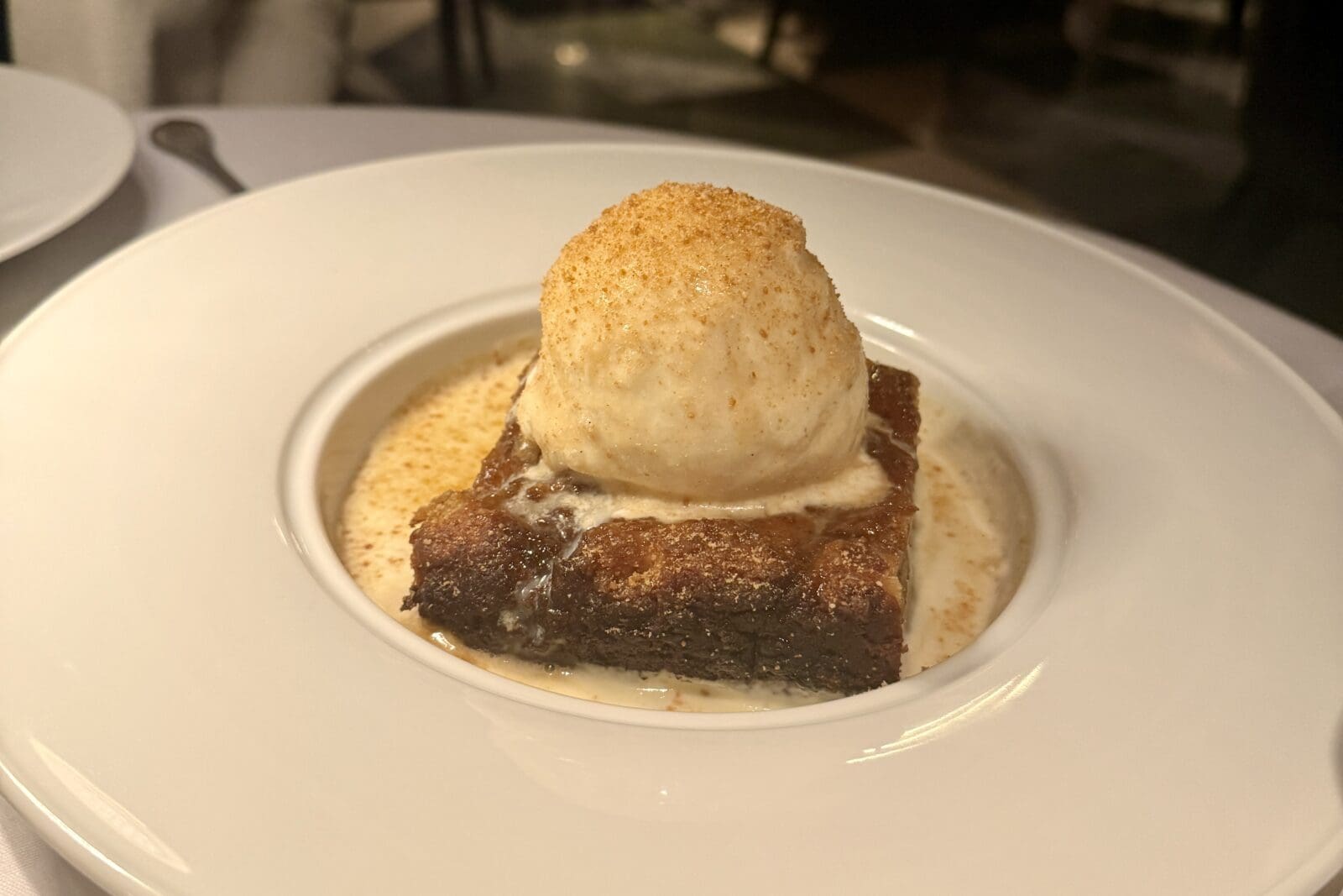 The Cinnamon Bun Stack with Botolino's white coffee gelato and a cream cheese glaze is a stunner at Palladino's. (Photo by Megan Ziots)