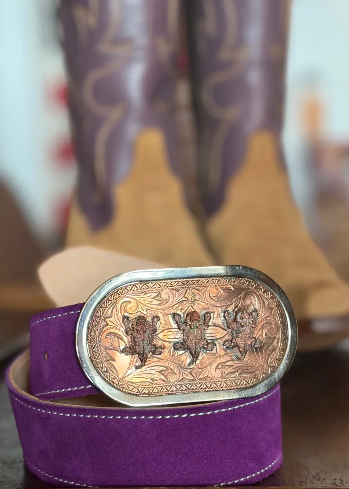 Three Horned Frogs Belt Buckle.