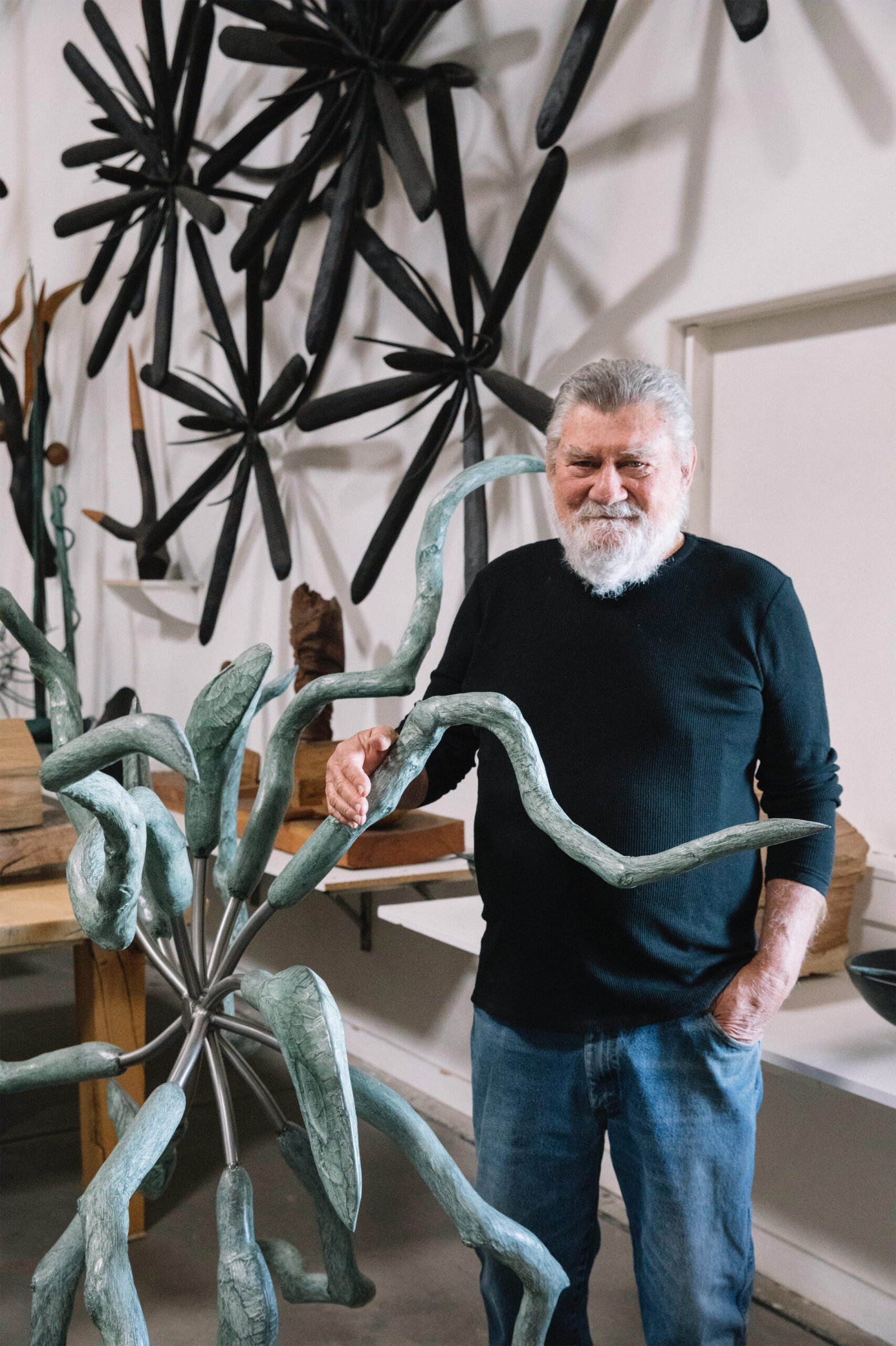 James Surls in curation with art historian Susie Kalil is an artist for this time, and the grand arc of Texas contemporary art. For Passage Arts inaugural exhibition, Surls and Kalil plan 25 sculptures and 18 drawings, spanning a half-century of a remarkable practice revolving around nature. (Photo by Laura Dart)
