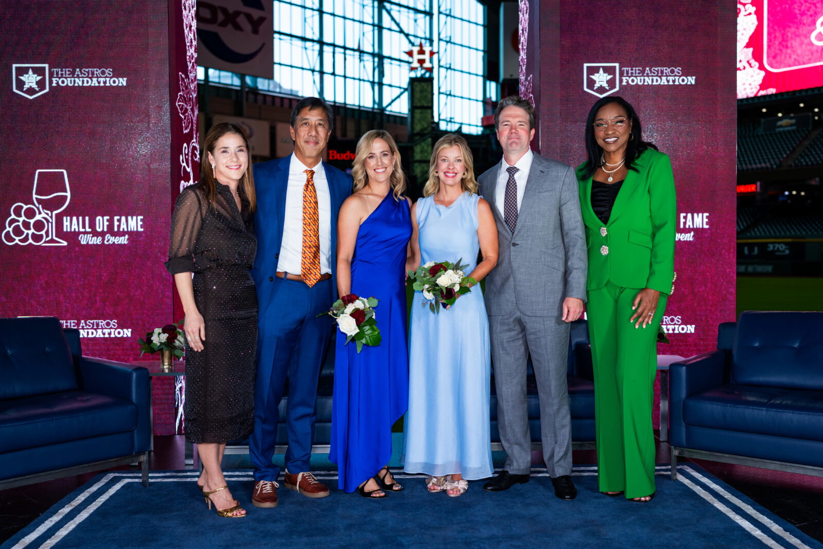 Krystal Crane Thompson, Kevin & Brooke Lee, Jill & Frank Stagg, Emelda Douglas at the Houston Astros Hall of Fame Wine Dinner (Photo courtesy of Houston Astros)  (Photo by  Houston Astros)