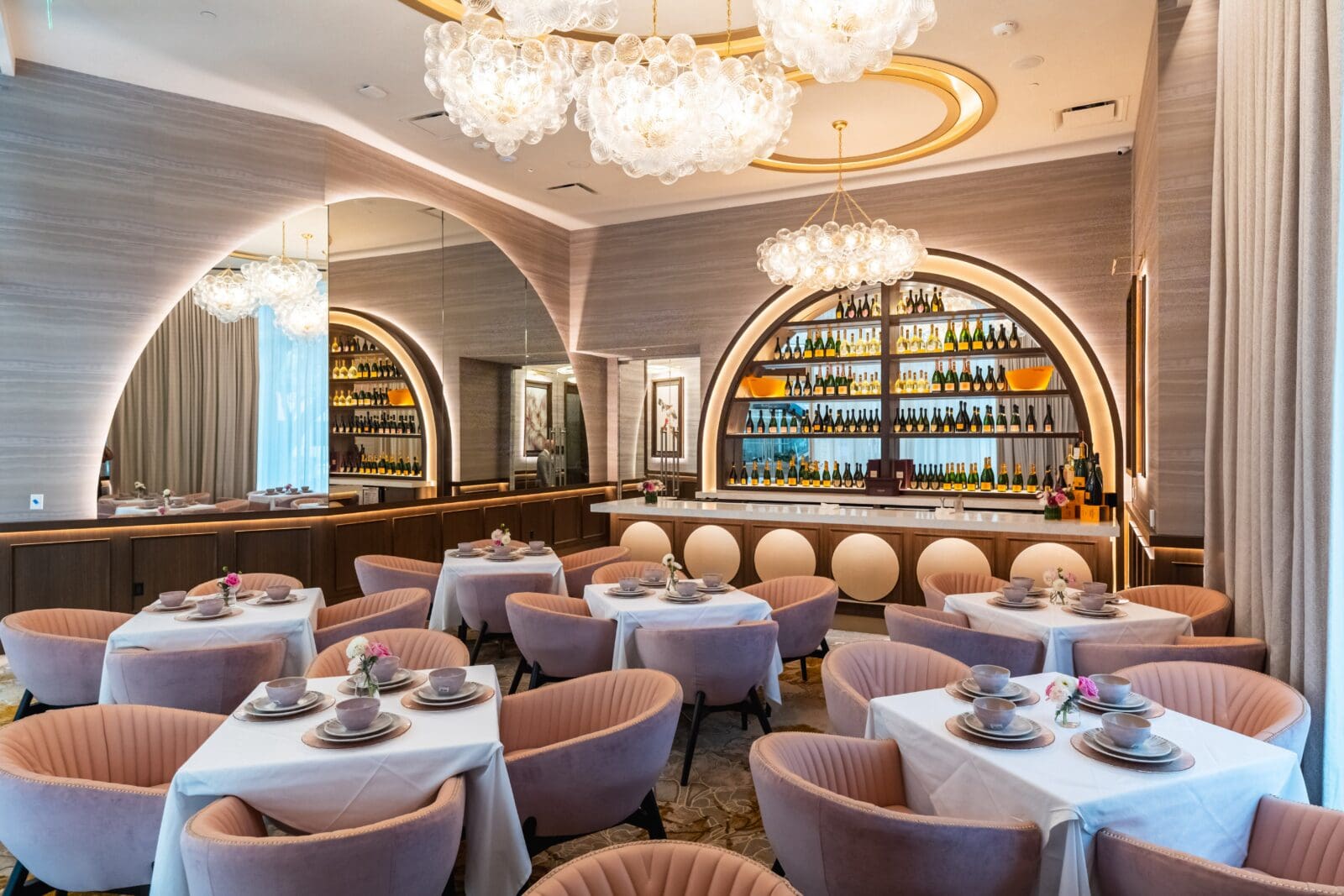 The Champagne Room at the new Mack Allen's restaurant is one of three private dining areas in the 16,000-square-foot space. (Photo by Michael Anthony)
