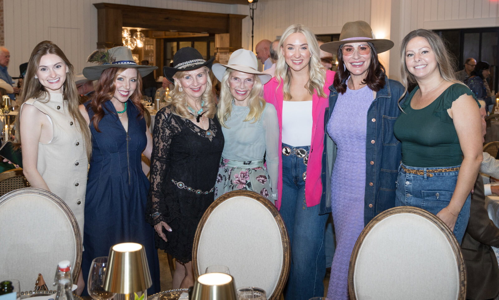 Elena Lovea, Taylor Parmigiano, Dr. Maria Holmes, Dr. Ann K. Snyder, Faith Eberwein, Michelle Little, and Blair Van Hoeven and Project Beacon's gala at The Blue Magnolia.