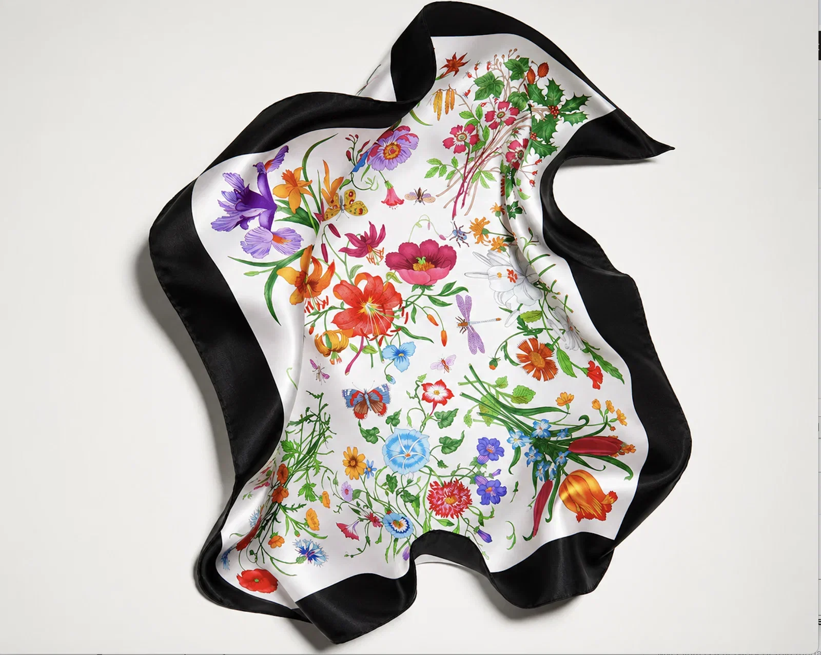 Printed Flora silk twill carré, $540.