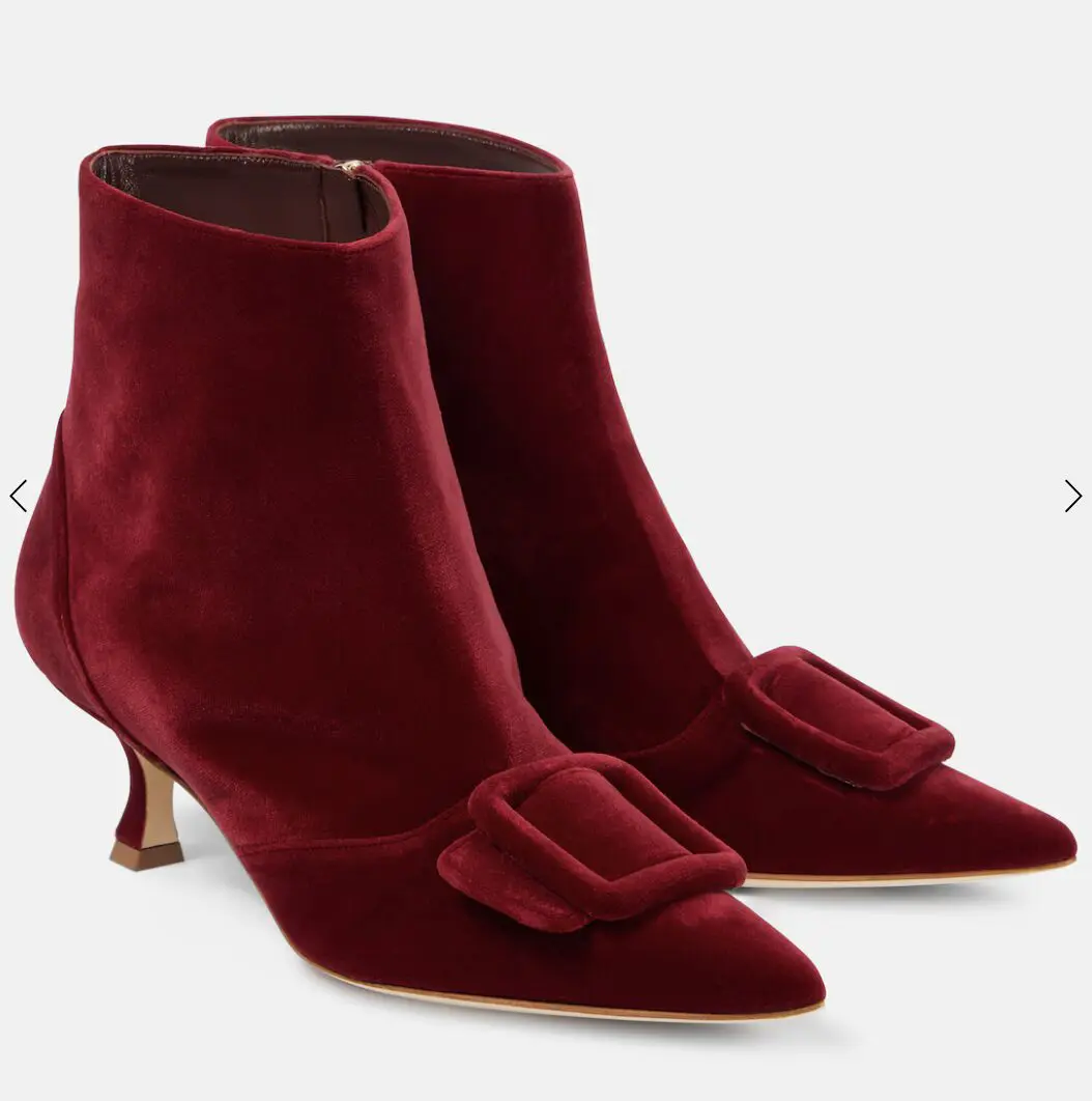 Manolo Blahnik Balow velvet ankle boots, $1,625