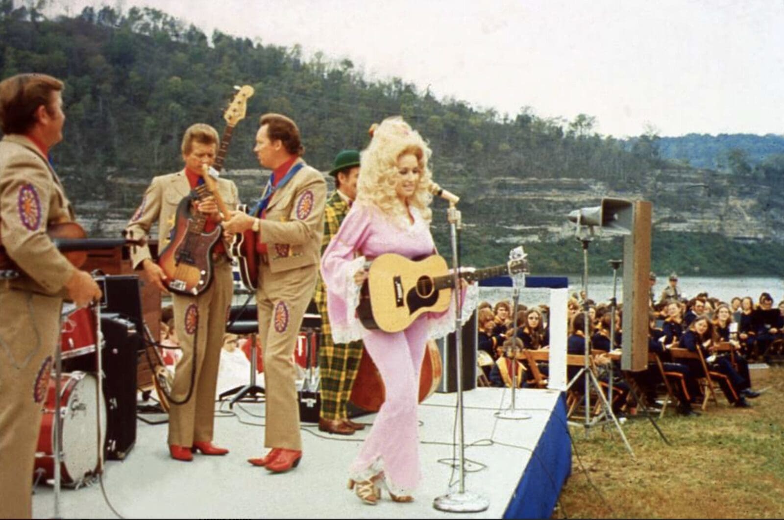 Dolly Parton performing at the Cordell Hut Dam Dedication in Carthage, Tennessee, 1973