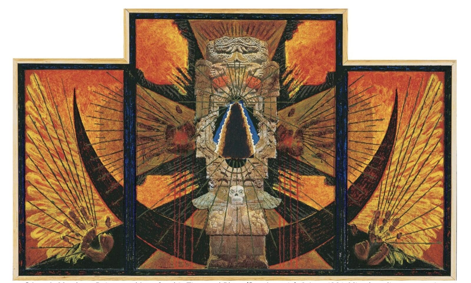 César A. Martínez, "Reinvented Icon for this Time and Place (San Antonio), 3 June 1991," at Art League Houston. Martinez is the recipient of a Lifetime Achievement in the Visal Arts Award from ALH; his exhibition is on view through December 20, 2026. (Courtesy the Vela Collection)