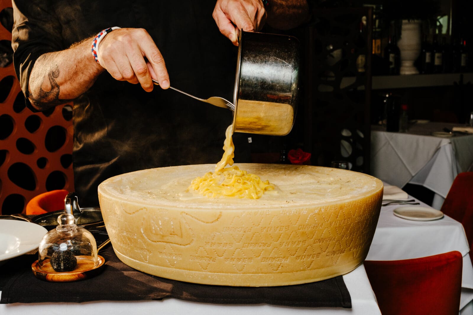 The truffle pasta is prepared tableside at Bari Ristorante. (Photo courtesy of Chris Nguyen)