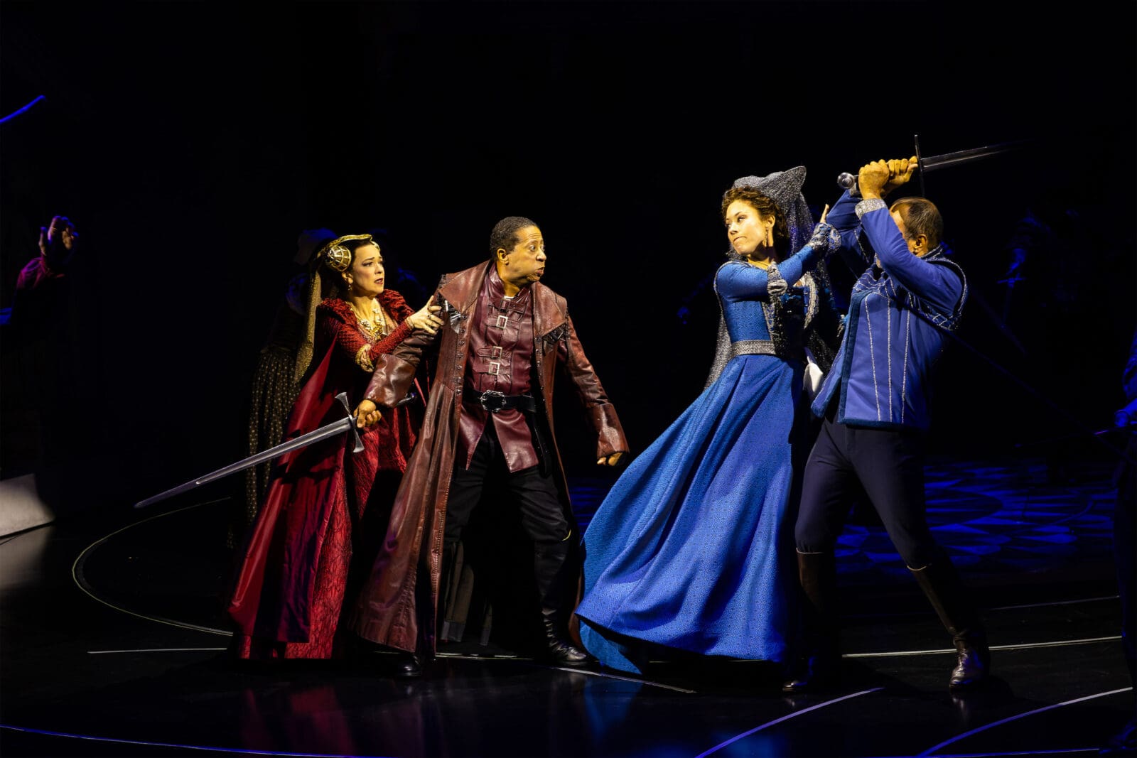 Elizabeth Bunch, David Rainey, Allison Pistorius, and Orlando Arriaga in Alley Theatre’s production of "Romeo and Juliet." (Photo by Lynn Lane)