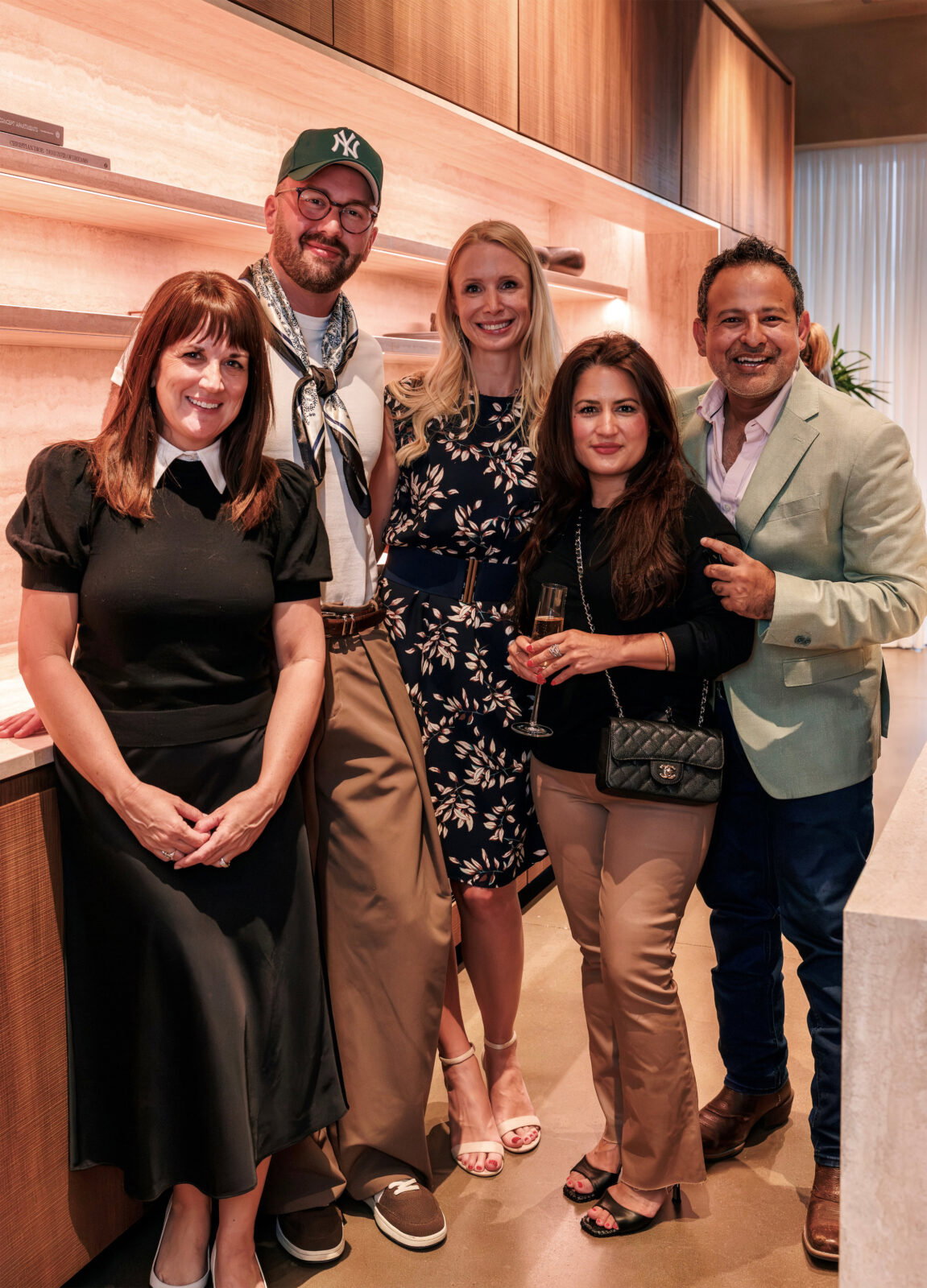 Abbi Parker, Michael Guinn, Emily Priebe, Talia Gerber, Agha Mo at PaperCity x BSH October Issue Launch Party (Photo by Kolton King )