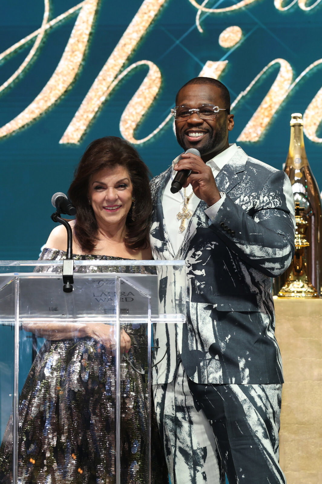 Laura Ward welcomes celebrity surprise Curtis '50 Cent' Jackson at Houston Children's Charity (Photo by Priscilla Dickson)