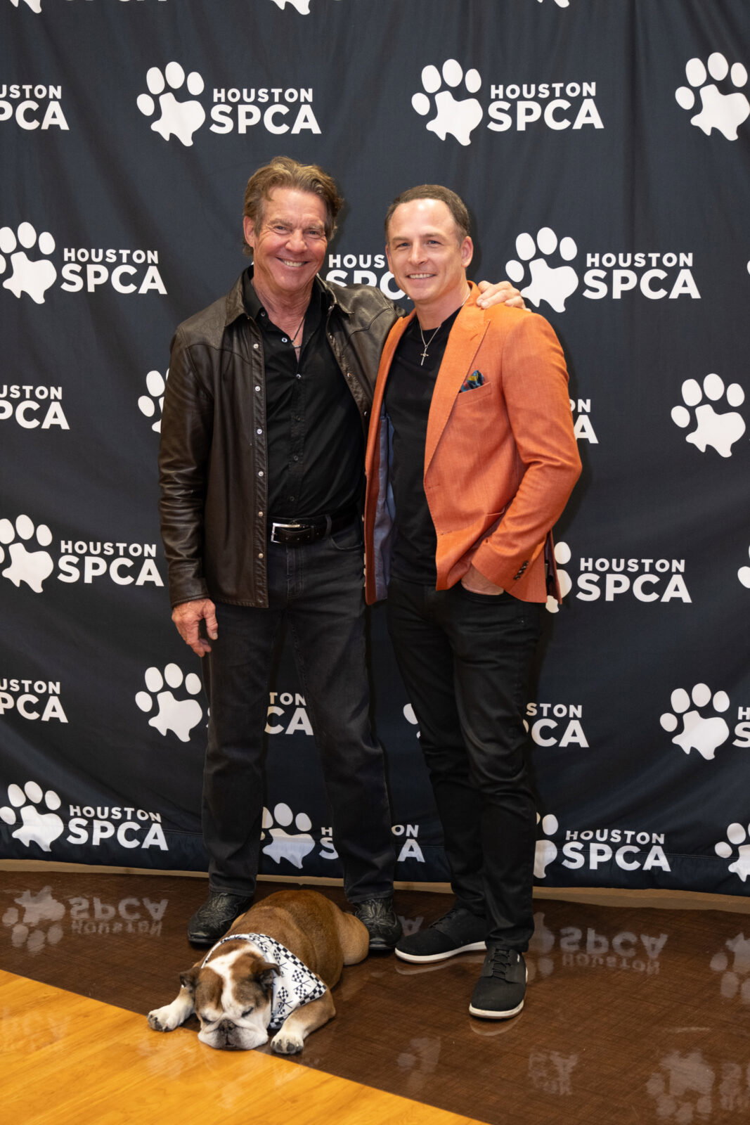 Dennis Quaid, auctioneer Johnny Bravo at Houston SPCA's 2026 Howl-O-Ween Ball (Photo by Wilson Parish)