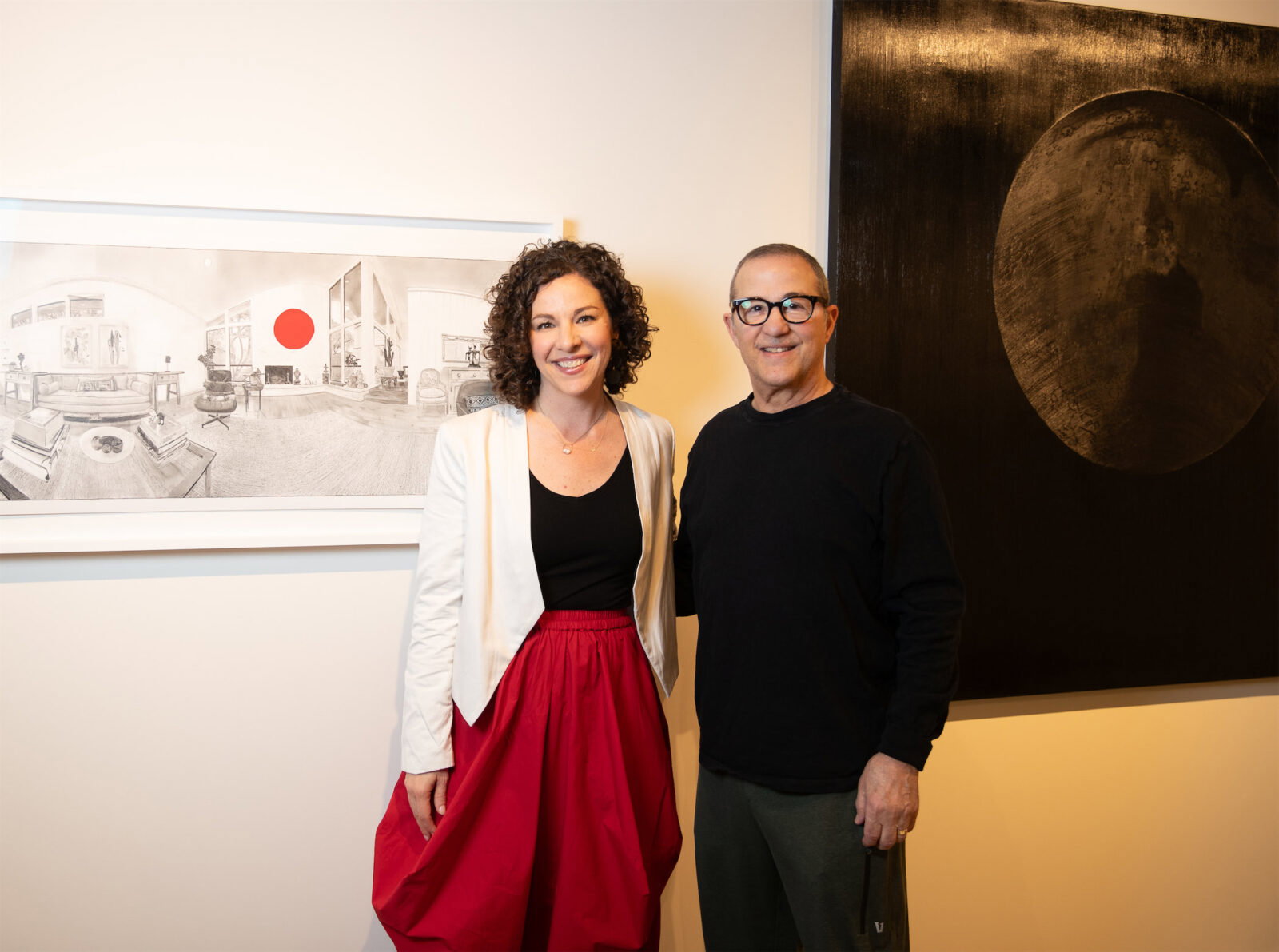 Gallerist Erin Cluley, artist Nic Nicosia at Dallas Art Fair. Cluley and Nasher-exhibited Nicosia typify the Texas talent the fair highlights. (Photo courtesy of Dallas Art Fair)