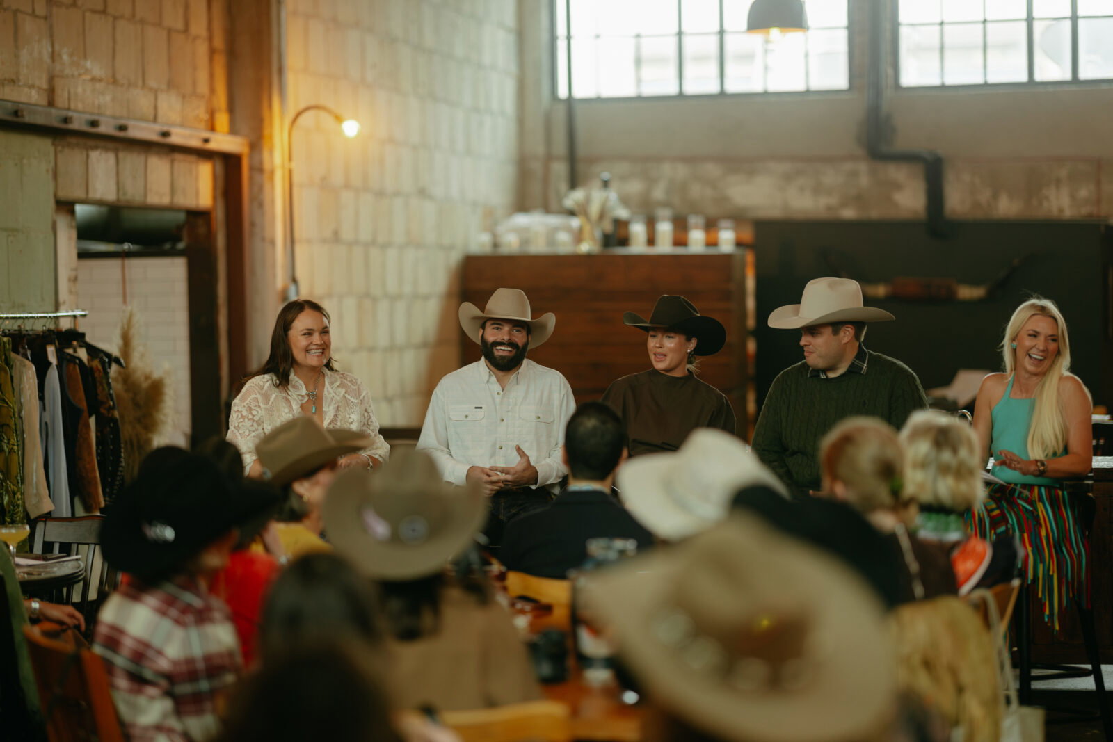 Mamie Brown, Shannon Lowery, Mercedes Maddox Bloomer, and Mitchell Franz discussed the future of Western fashion during “The Next Generation” panel at Fashion Week Stockyards Style. (Photo by Dalton Duty)