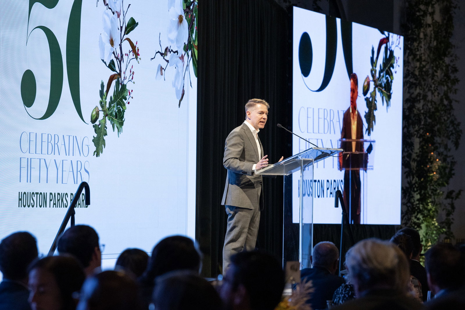 HPB President and CEO Justin Schultz provides remarks (Photo by Jenny Antill, courtesy of Houston Parks Board )