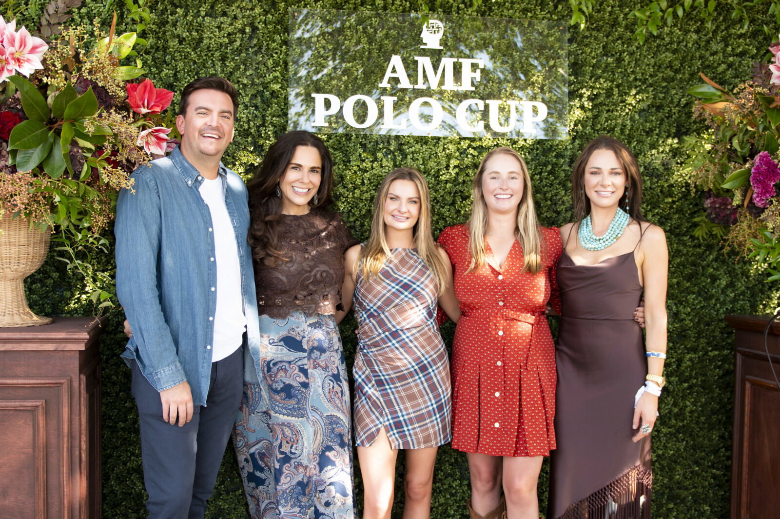Louis Landen, Sammey Mihos, Courtney Reynolds, Carolyn DeVan Payne, and Olivia Lowery attend Aging Mind Foundation's Polo Cup. (Photo by Tamytha Cameron)