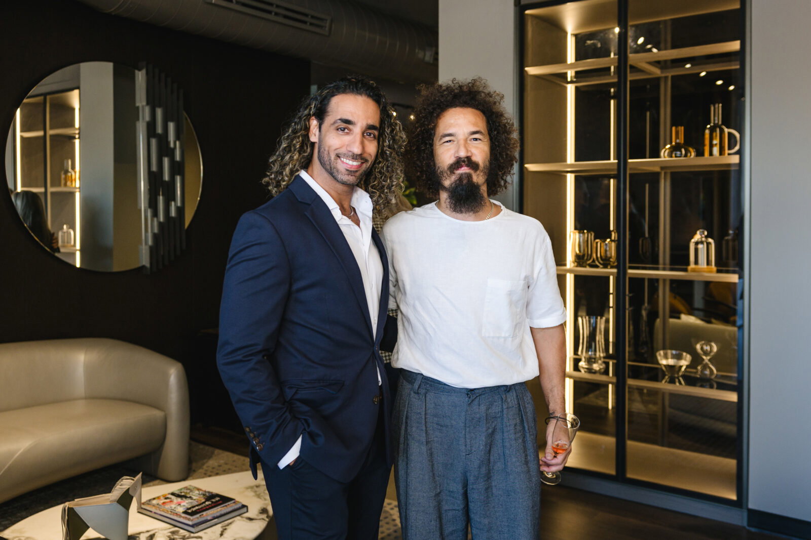 Morteza Safataj, Reynier Leyva Novo at BeDesign's Giorgetti celebration (Photo by Johnny Thang)
