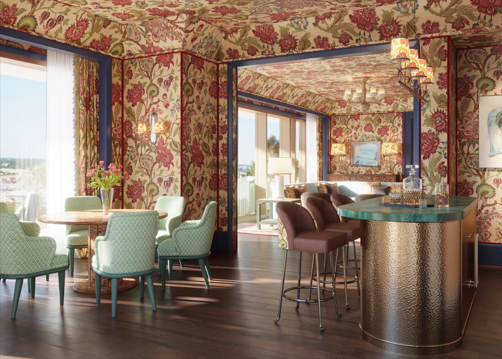 The suites at The Knox offer spacious living and dining areas for hosting and entertaining. (Photo by The Knox, Auberge Collection)
